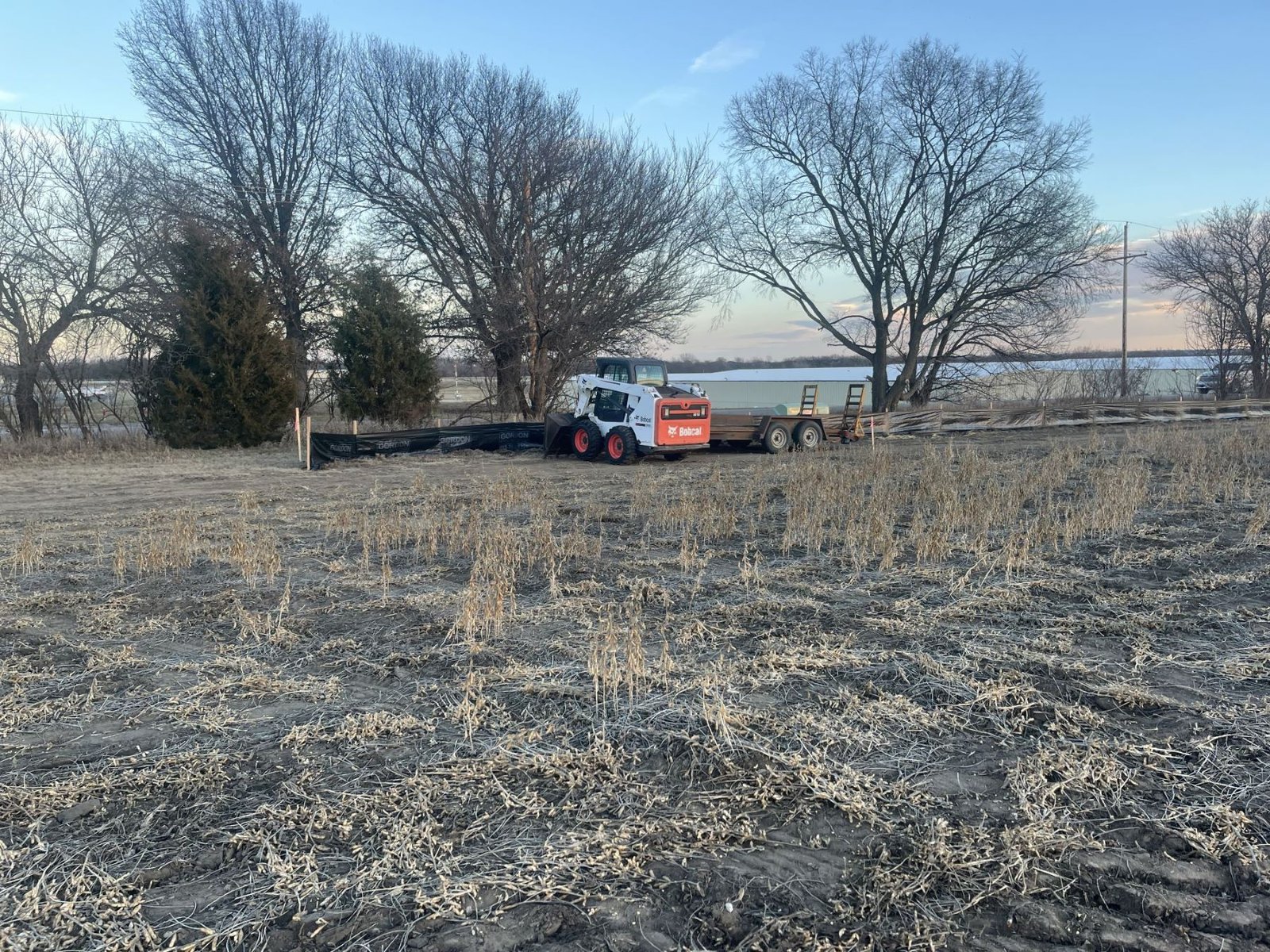 Silt fence perimeter control installed